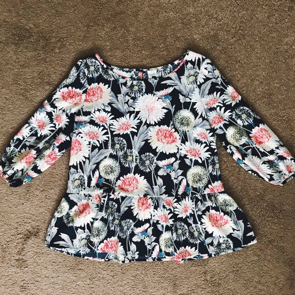 Lauren Conrad Floral Print Peplum Blouse
